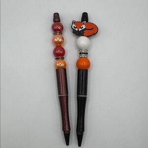Beaded Pen Handmade Foxy Fox Set of 2 Pens